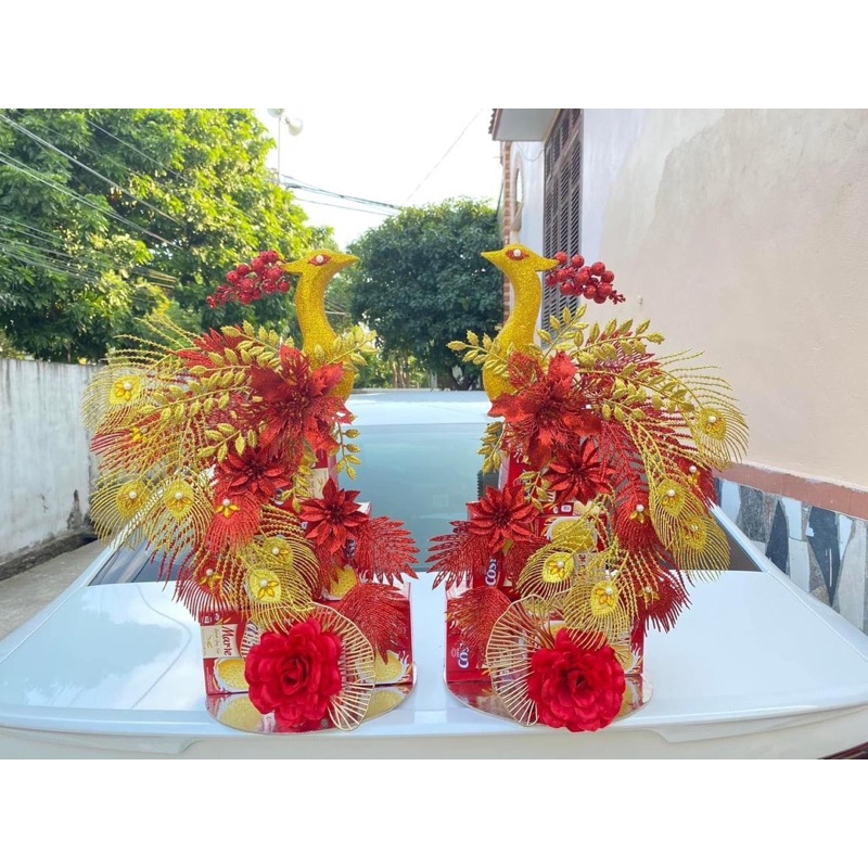 Set Tráp Công phượng kim tuyến, set làm tháp bánh trang trí tết siêu xinh Only Store