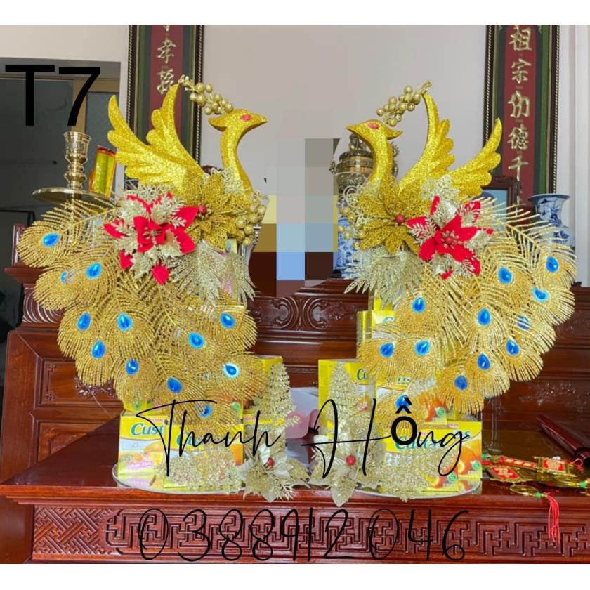 Set Tráp Công phượng kim tuyến, set làm tháp bánh trang trí tết siêu xinh Only Store