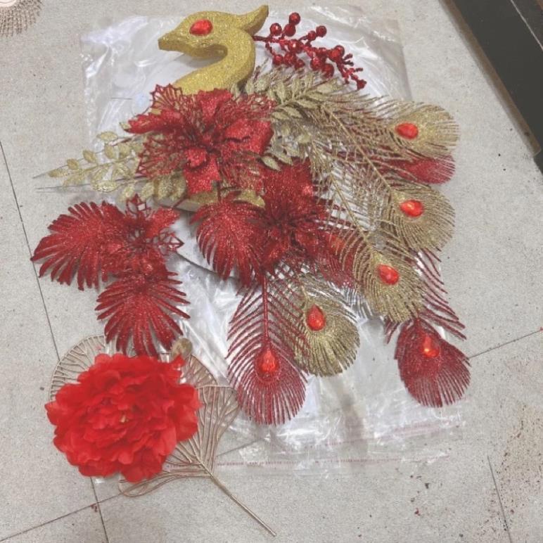 Set Tráp Công phượng kim tuyến, set làm tháp bánh trang trí tết siêu xinh Only Store