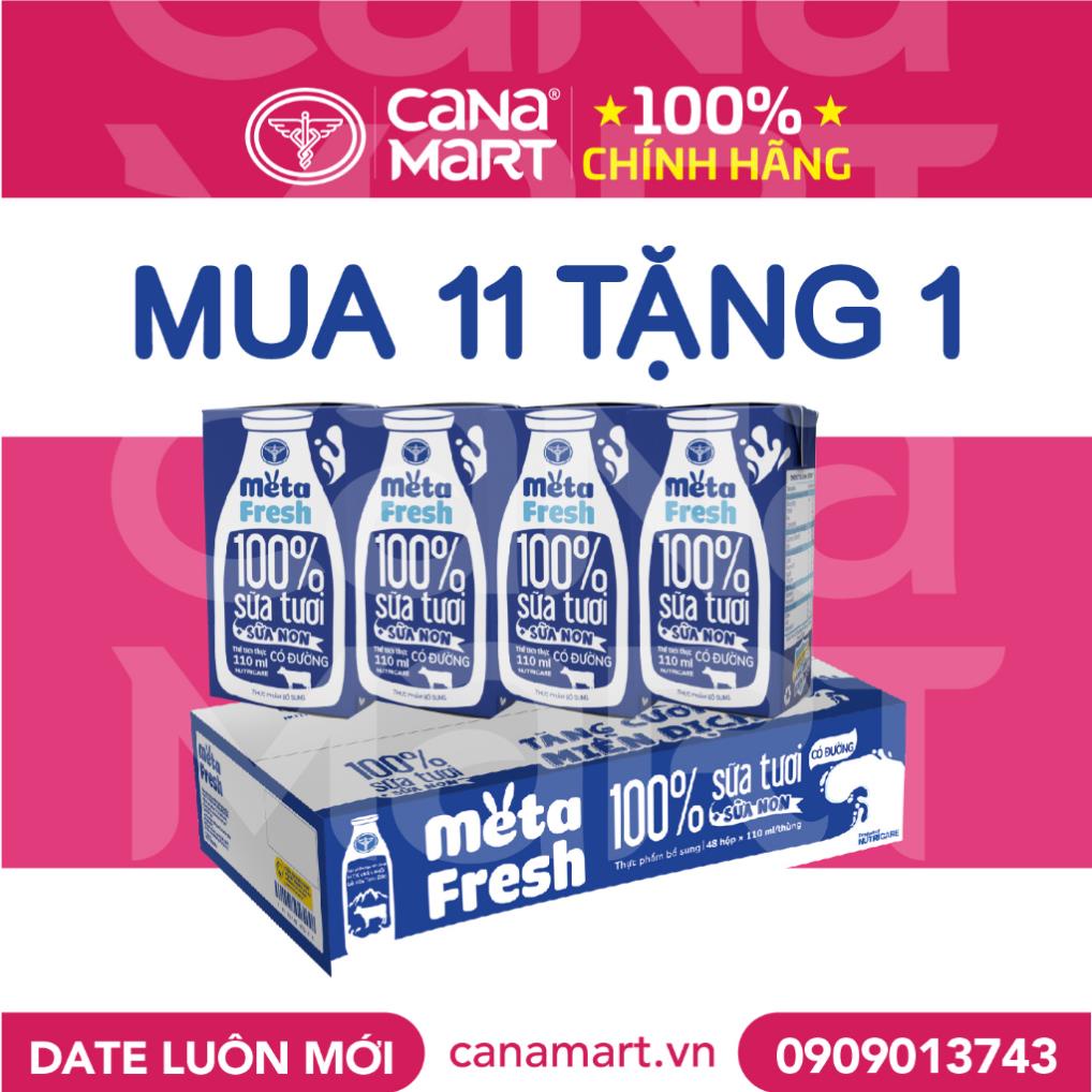 Thùng sữa tươi Nutricare Meta Fresh Có Đường sữa non tăng cường miễn dịch (110ml)