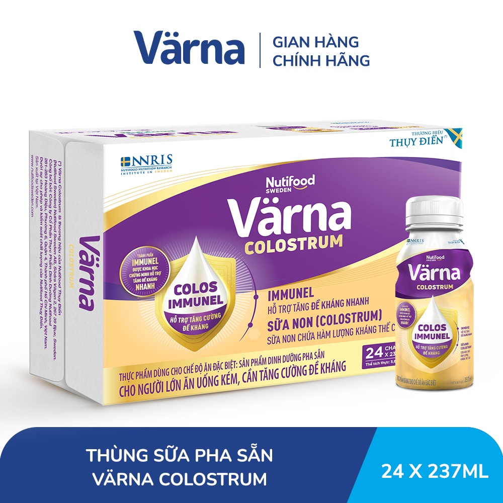 Thùng sữa non Colostrum Värna pha sẵn (24 chai x 237ml) - Sữa Cho Người Già Tăng Cường Đề Kháng