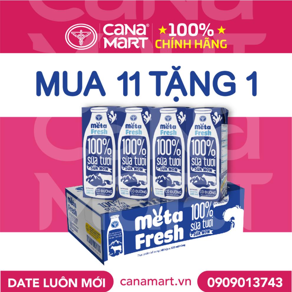 Thùng sữa tươi Nutricare Meta Fresh Có Đường sữa non tăng cường miễn dịch (180ml)