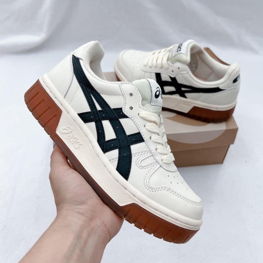 Giày Asics Court MZ Nam Nữ, Giày Asics Court Cream Black Gum Đế Cao Su Đúc Hàng Cao Cấp Full Box