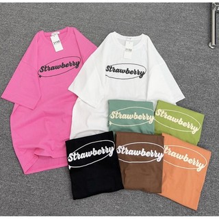[ Rẻ Vô Địch ] Áo phông cổ tròn nam nữ 3158 cotton khô form rộng unisex Strawbery