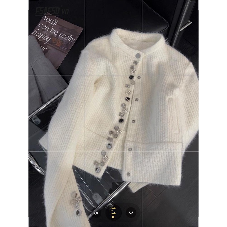Áo Khoác cardigan Dệt Kim Nhiều Hàng Nút Kiểu Pháp Thời Trang Thu Đông 2023 Mới