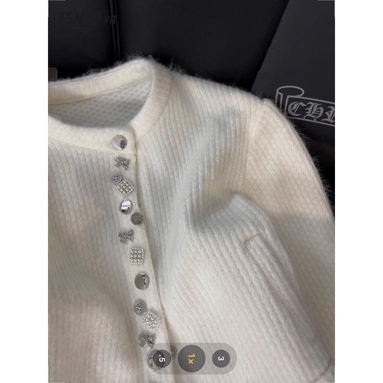Áo Khoác cardigan Dệt Kim Nhiều Hàng Nút Kiểu Pháp Thời Trang Thu Đông 2023 Mới