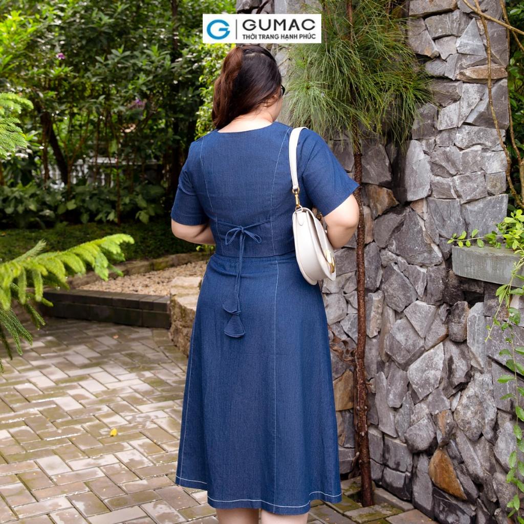 Set lẻ Áo kiểu bigsize dáng lửng GUMAC AD10033 - Chân váy A viền chỉ thời trang GUMAC VD10034