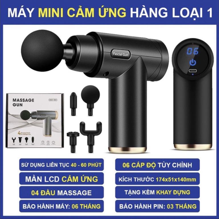✔️ Máy massage cầm tay mini - Súng massage đấm lưng mát xa trị liệu cổ vai gáy 4 đầu 6 chế độ, Máy massage cầm tay