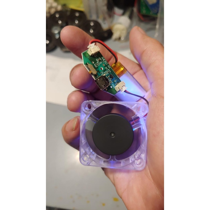 Combo quạt pin sạc có led