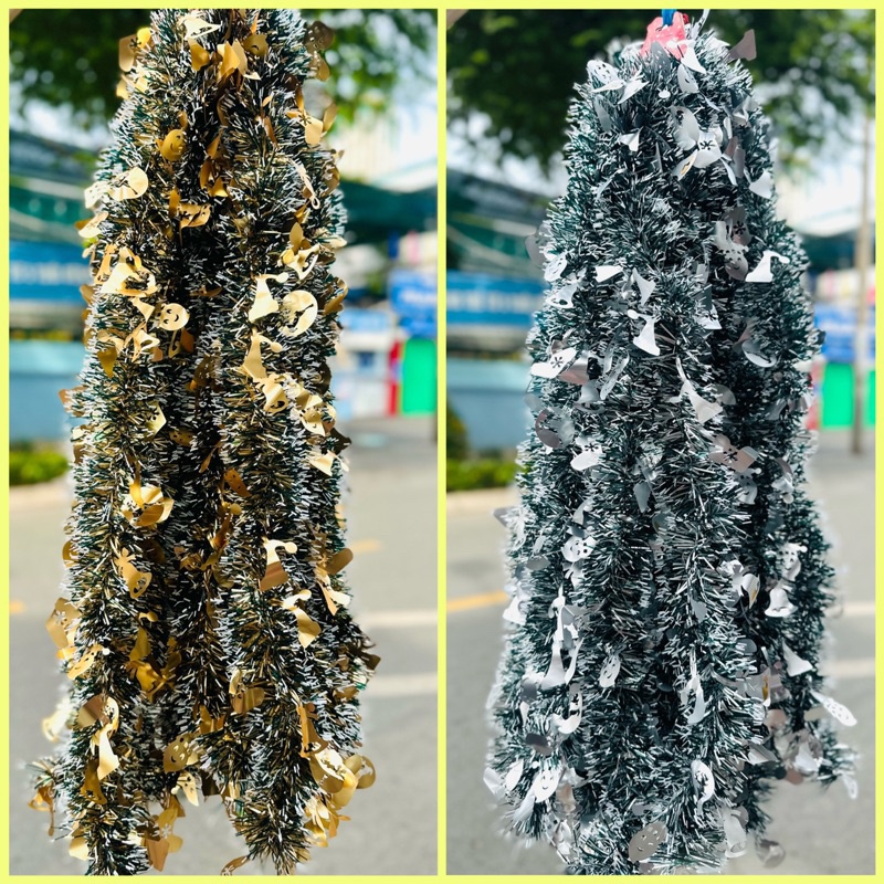 Dây Chồn Xanh Sẫm Đính Vớ Noel, Đính Nhũ Phụ Kiện Trang Trí, Decor Giáng Sinh