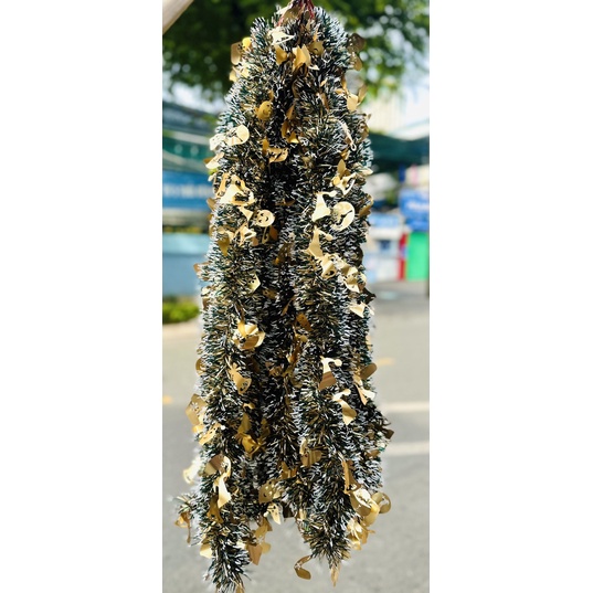 Dây Chồn Xanh Sẫm Đính Vớ Noel, Đính Nhũ Phụ Kiện Trang Trí, Decor Giáng Sinh