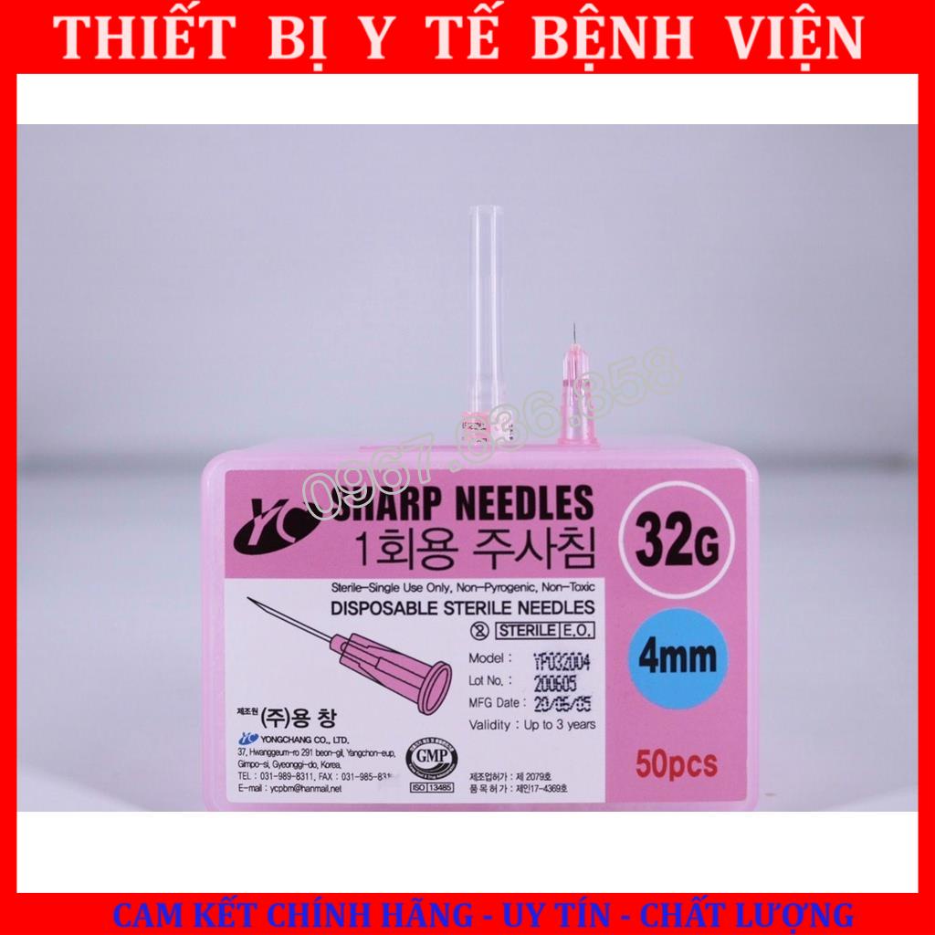 Đầu kim meso 30G 32G 34G 4mm Hàn Quốc Kim tiêm dưỡng chất căng bóng da