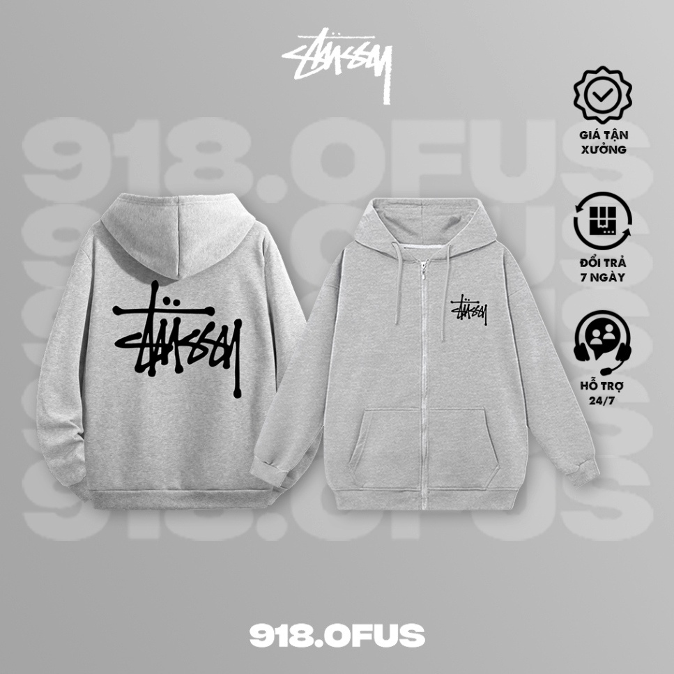 [Hot] Áo Khoác Hoodie Stussy Thêu chữ Form Rộng Nam Nữ Unisex Vải Nỉ Cao Cấp Mẫu Hot cuối năm 2023 | BigBuy360 - bigbuy360.vn