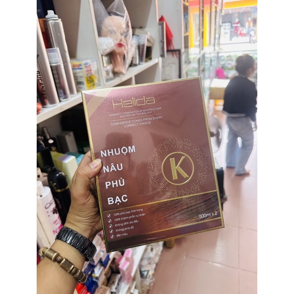 Nhuộm nâu socola phủ bạc Helida ăn bạc 500mlx2