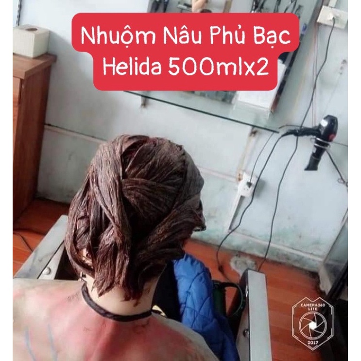 Nhuộm nâu socola phủ bạc Helida ăn bạc 500mlx2