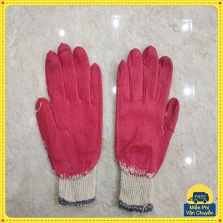 COMBO 100 Đôi Gang tay bảo hộ sơn đỏ - Găng tay lao động sợi vải phủ sơn giá rẻ bền đẹp