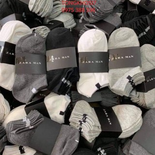 Lố 10 đôi tất nam zara men cổ ngắn cotton dầy dặn cao cấp, tất ngắn nam, nữ vớ thấp cổ 4 màu trơn đi giầy chống hôi chân
