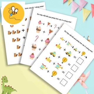 Bộ thẻ học phép tính dưới 10 với hình ảnh trực quan sinh động - flash card cho bé th101