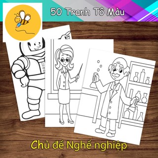  Bộ 50 Tranh Giấy Tô Màu Cho Bé Chủ Đề Nghề Nghiệp - Đồ Chơi Trẻ Em Giấy Thủ Công Trí Tuệ TM07 