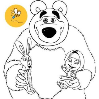 Bộ 50 tờ tranh tô màu gấu masha và em bé - đồ chơi giấy