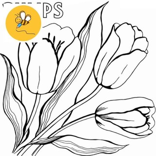 Tranh tô màu hoa tulip - bộ 20 tờ tranh tô màu a4 a5 dành cho màu sáp, màu chì - tranh tô màu