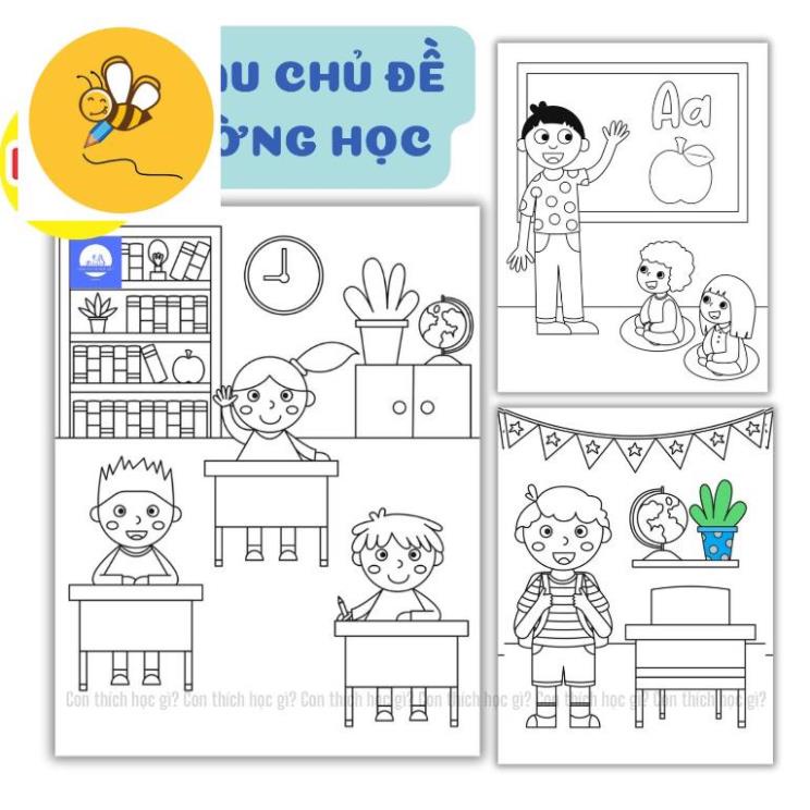 Tranh Tô Màu Chủ Đề Trường Học - Set 10 Tranh mã TM2010