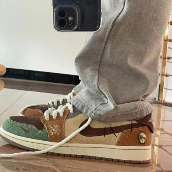 Giày Thể Thao Jordan 1 Retro Low OG Zion Williamson Voodoo Hot 2023, Giày Sneaker Jd1 Thổ Cẩm Retro Dành Cho Nam Nữ