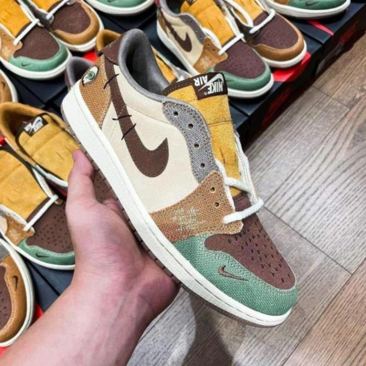 Giày Thể Thao Jordan 1 Retro Low OG Zion Williamson Voodoo Hot 2023, Giày Sneaker Jd1 Thổ Cẩm Retro Dành Cho Nam Nữ