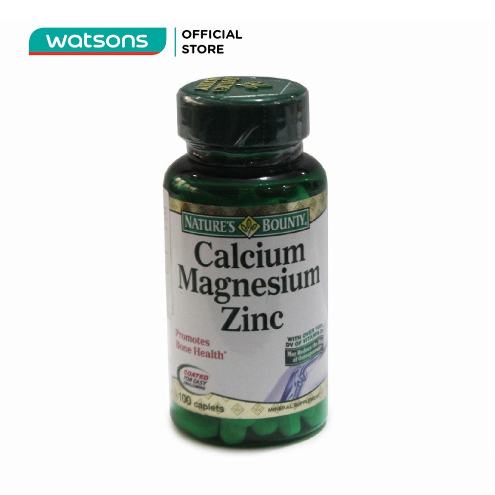 Chính hãng Viên Uống Bảo Vệ Sức Khỏe Nature's Bounty Calcium Magnesium Zinc 100 Viên