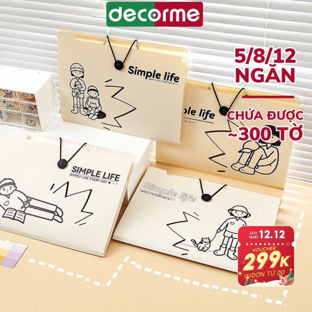 File đựng tài liệu Moka simple nhiều ngăn A4 DecorMe nhiều ngăn trong suốt tiện lợi phụ kiện văn phòng phẩm