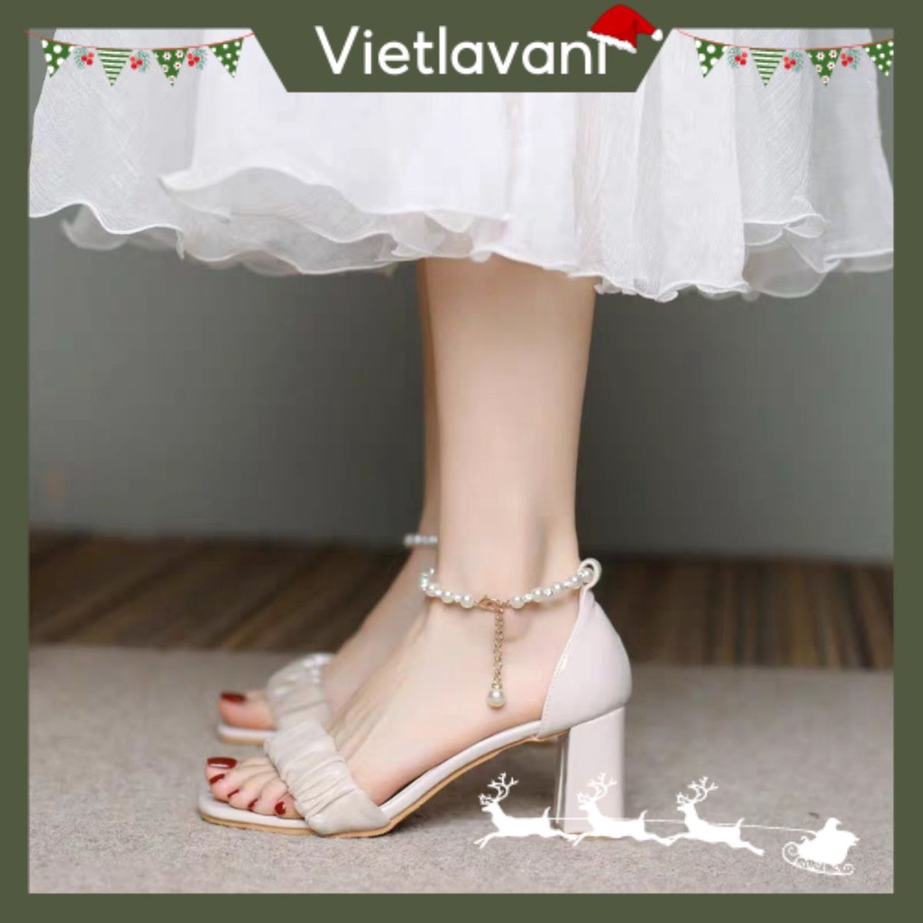 Giày cao gót Size 35-43 mã S103 cao 7 phân sandal quai nhún da bóng bít gót thời trang