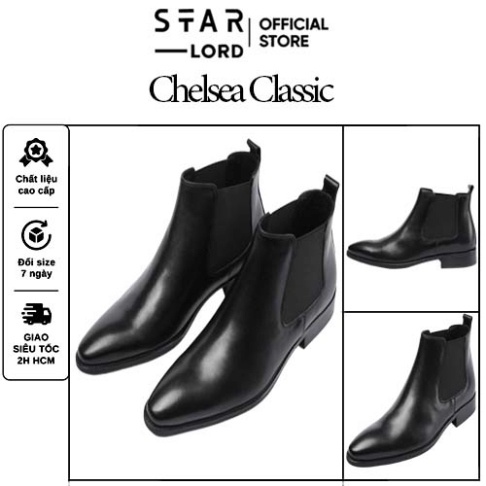 Giày Chelsea Boot nam Starlord SL1071 black color da cao cấp, Chelsea classic