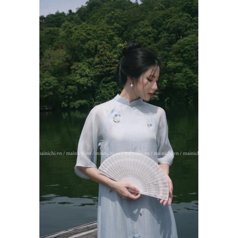 ÁO DÀI XANH THÊU HOA NHÍ xinh iuu???? hot