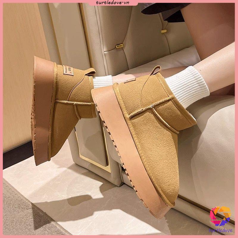 Giày Bốt Đi Tuyết Lót Lông Cừu Dày Dặn Thời Trang Mùa Đông