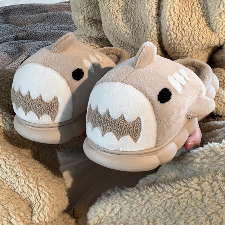 Dép quai ngang nữ, dép lông cá mập đi chơi, đi trong nhà cute dễ thương