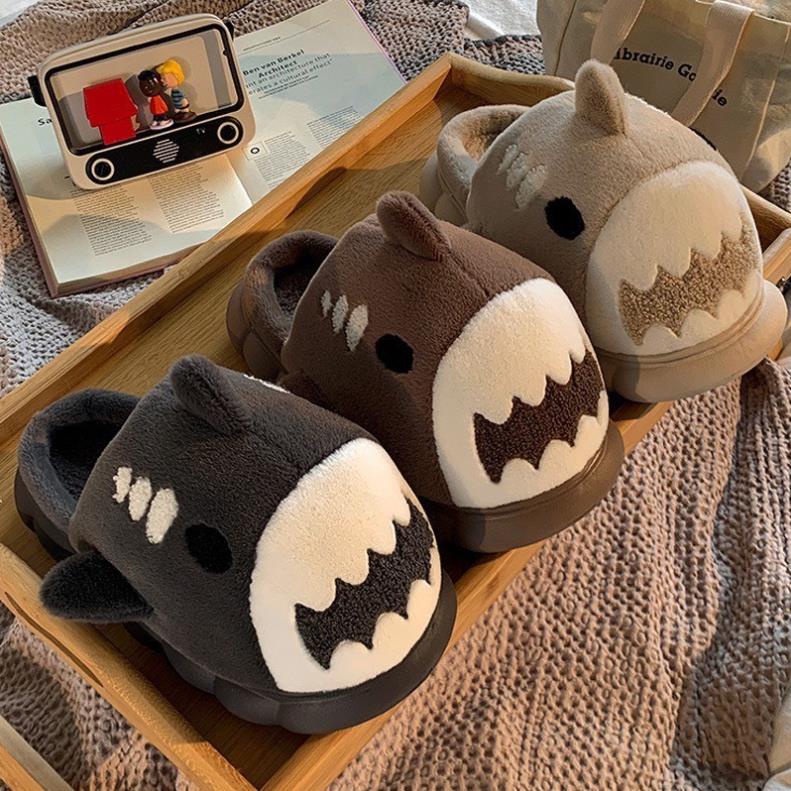 Dép quai ngang nữ, dép lông cá mập đi chơi, đi trong nhà cute dễ thương