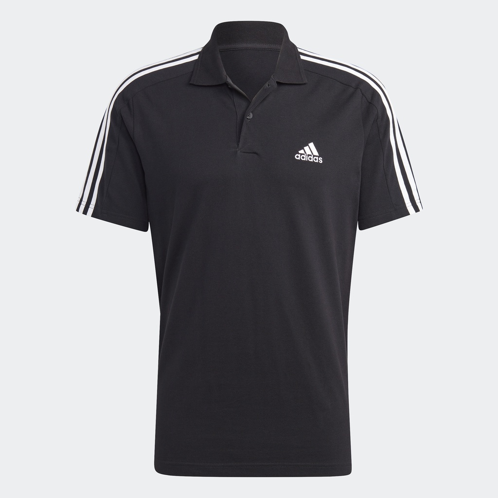 Adidas Phong cách sống Áo Polo 3 Sọc Thêu Logo Nhỏ Vải Piqué Essentials Nam Đen IC9310