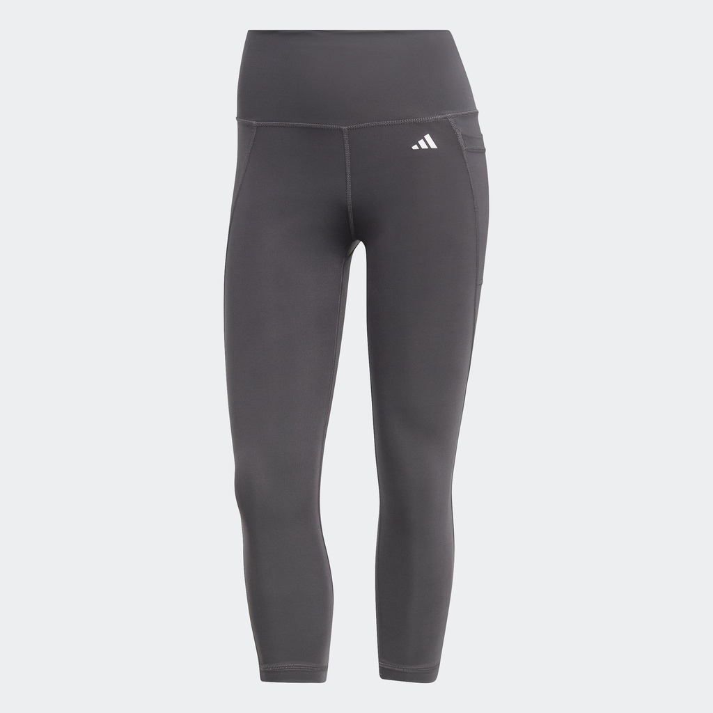 adidas Tập luyện Quần Legging 3/4 Cạp Cao Có Túi Optime Nữ Xám HR5418