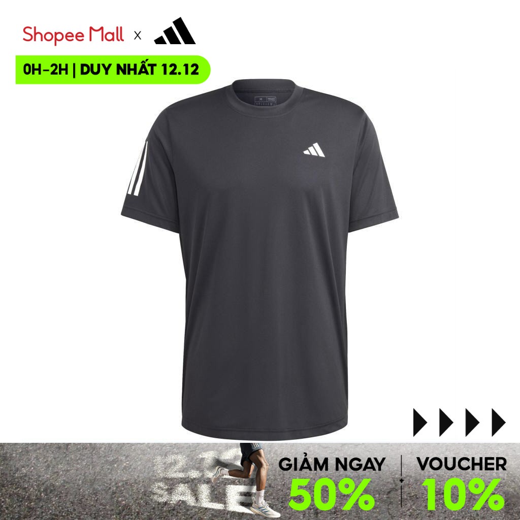 adidas Quần vợt Áo Thun Tennis 3 Sọc Club Nam Đen HS3262