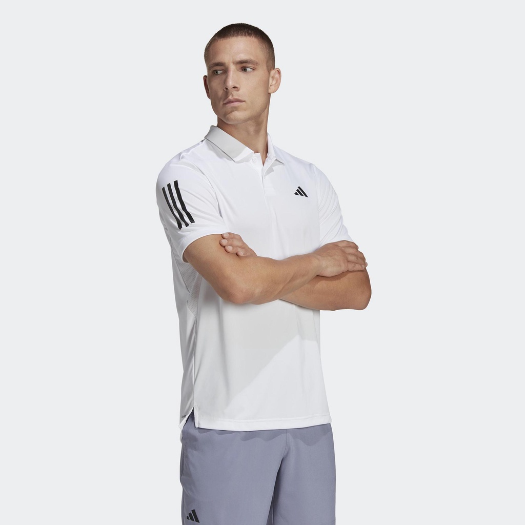 Adidas Quần vợt Áo Polo Tennis 3 Sọc Club Nam trắng HS3268
