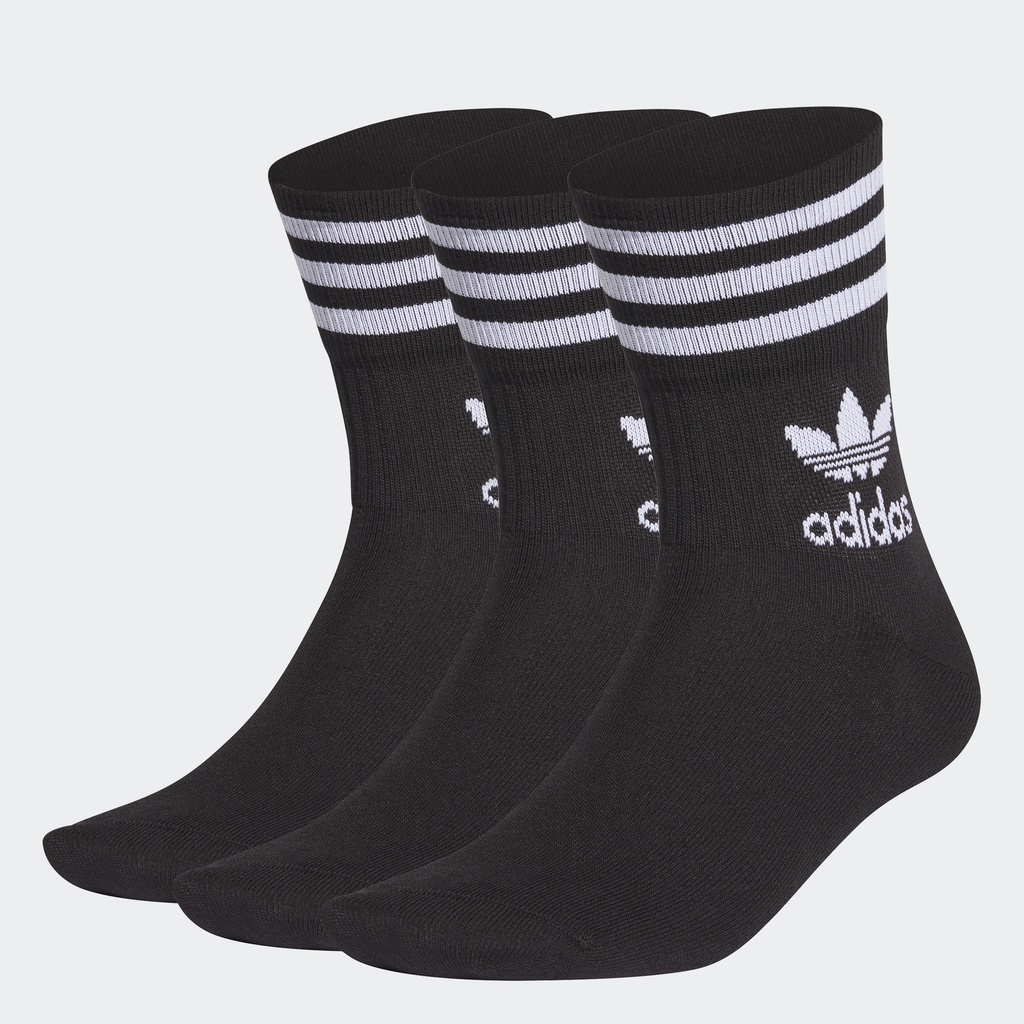 adidas Phong cách sống Bộ 3 đôi tất cổ trung Unisex Đen GD3576