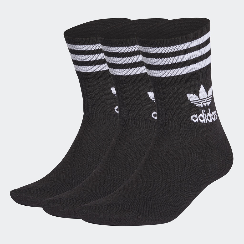 Adidas Phong cách sống Bộ 3 đôi tất cổ trung Unisex Đen GD3576