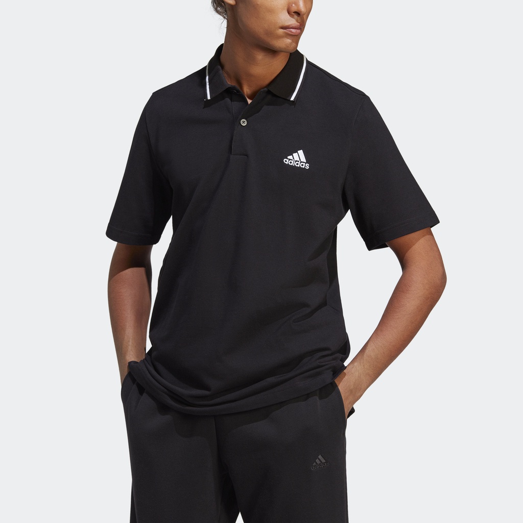Adidas Phong cách sống Áo Polo Logo Nhỏ Vải Piqué Essentials Nam Đen IC9314