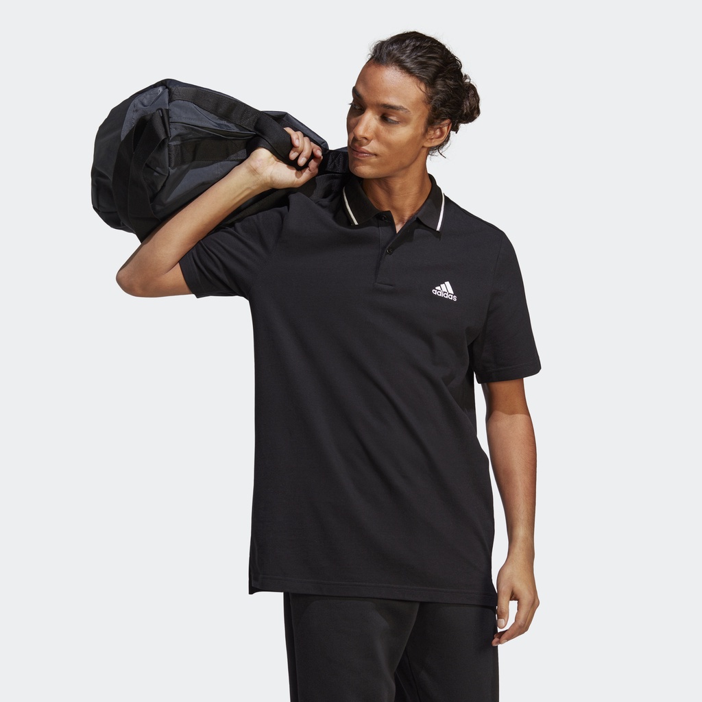 Adidas Phong cách sống Áo Polo Logo Nhỏ Vải Piqué Essentials Nam Đen IC9314