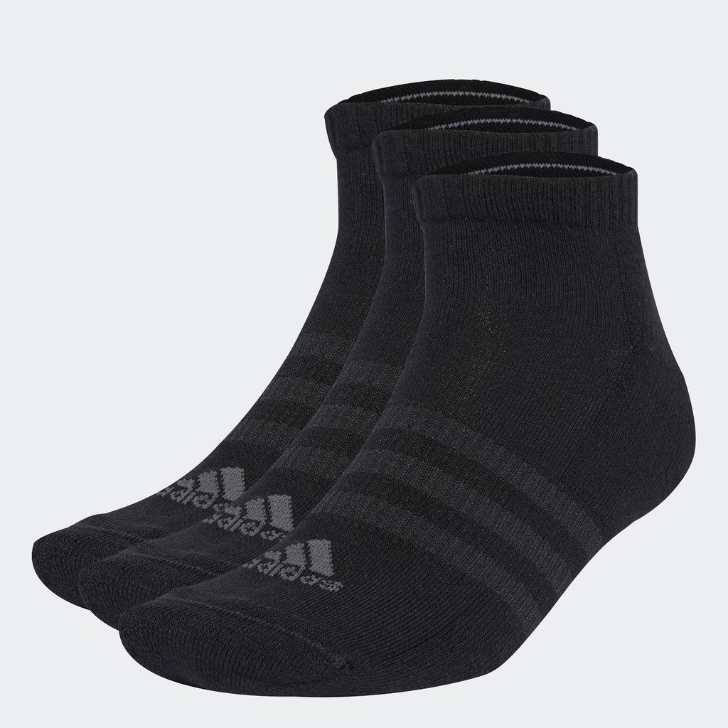 adidas Phong cách sống Bộ 3 Đôi Tất Cổ Thấp Lót Đệm Unisex Đen IA3944