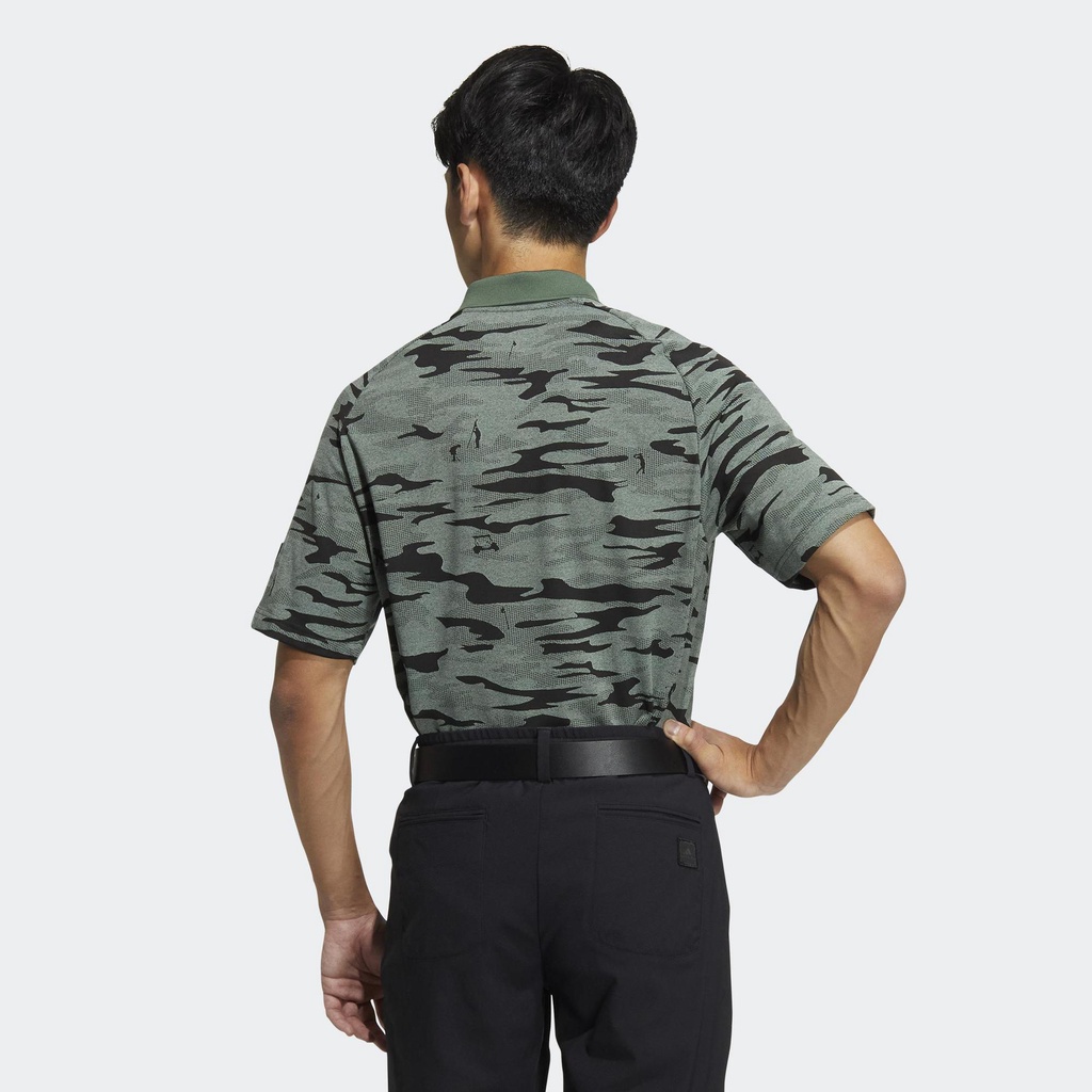 Adidas Đánh gôn Áo Polo Rằn Ri Go-To Nam màu xanh lá HG3240