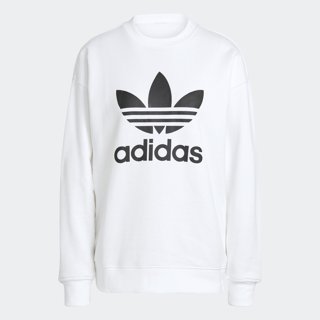 adidas Phong cách sống Áo nỉ cổ tròn Ba Lá Nữ trắng GN2961
