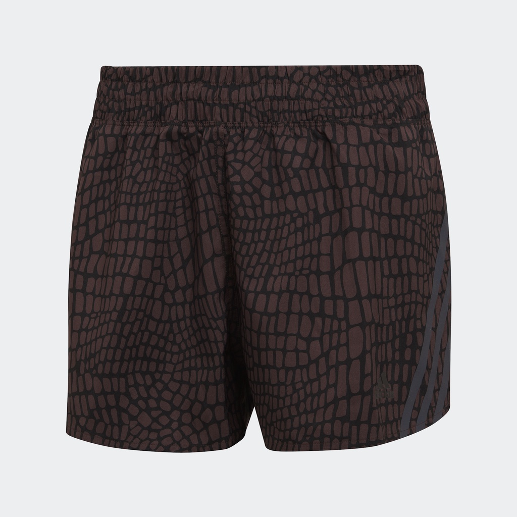 adidas Chạy Quần Short Chạy Bộ Họa Tiết Da Cá Sấu 3 Sọc Run Icons Nữ Đen HM7939