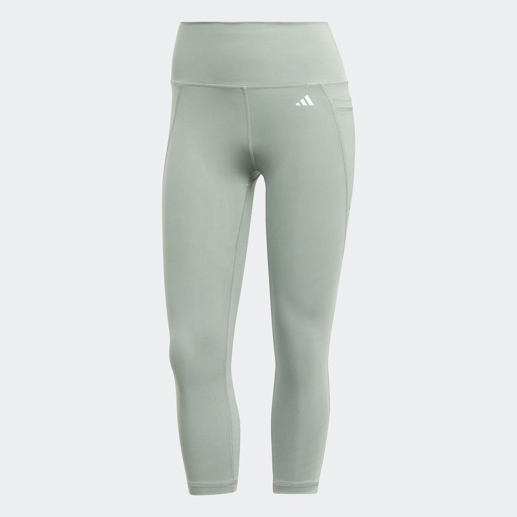 adidas Tập luyện Quần Legging 3/4 Cạp Cao Có Túi Optime Nữ màu xanh lá HR5417