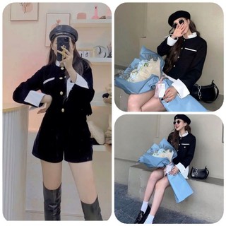 Sét Bộ Nhung Phối Trắng + Quần Short (S4)